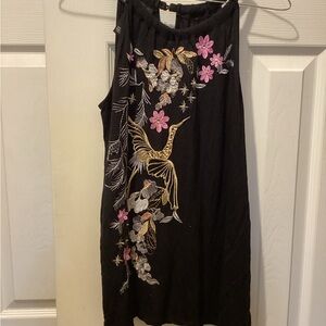 INC International Concepts Black Dress with Colorful Embroidery